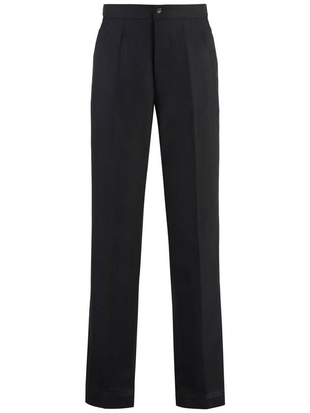 Women's Herringbone Wool Pleated Straight Pants Black - MAISON MARGIELA - BALAAN 2