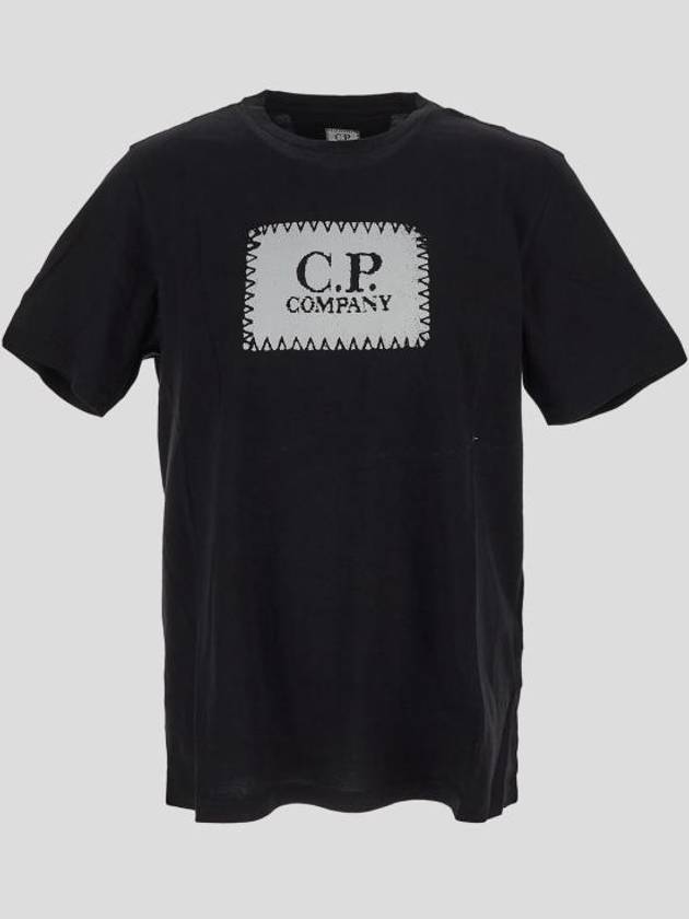 30/1 Jersey Label Style Logo Short Sleeve T-Shirt Black - CP COMPANY - BALAAN 2