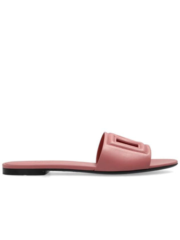 Dolce & Gabbana Leather Slides With Logo, Women's, Pink - DOLCE&GABBANA - BALAAN 1