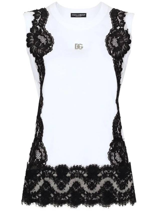 Lace Detail T-Shirt F8S23TGDB8M - DOLCE&GABBANA - BALAAN 1