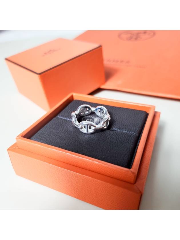 Small Chaine D'Ancre Enchainee Ring Silver - HERMES - BALAAN 7