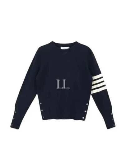 Diagonal Classic Cashmere Knit Top Navy - THOM BROWNE - BALAAN 2