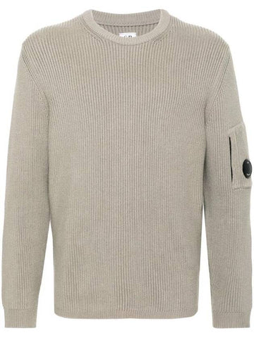 Full Rib Crew Neck Knit Top Beige - CP COMPANY - BALAAN 1