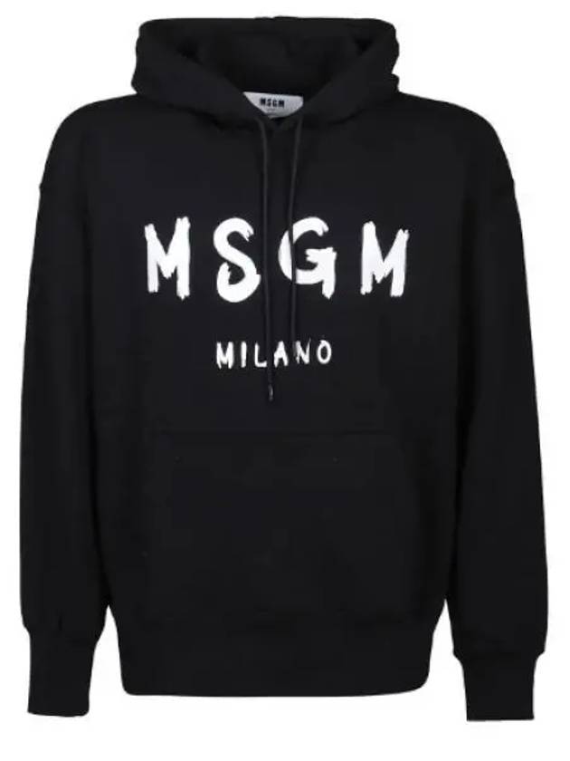 Milano Brushed Logo Print Hoodie Black - MSGM - BALAAN 2