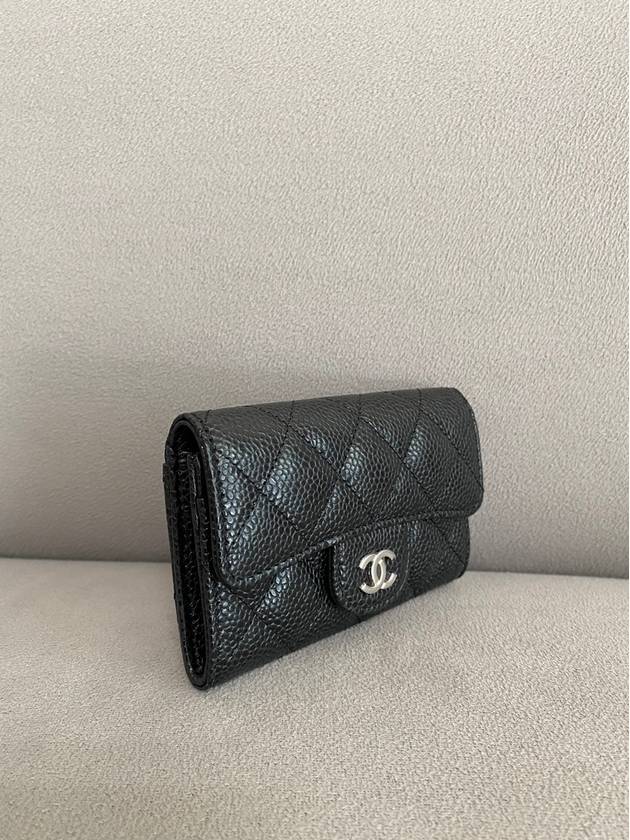 Classic Card Holder Grained Calfskin Silver Black - CHANEL - BALAAN 6