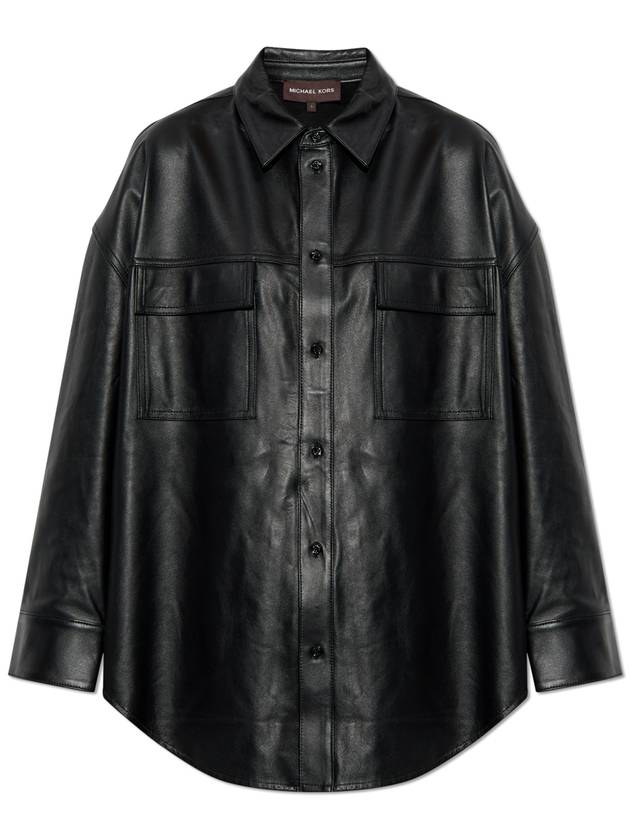 Michael Michael Kors Leather Shirt, Women's, Black - MICHAEL KORS - BALAAN 1