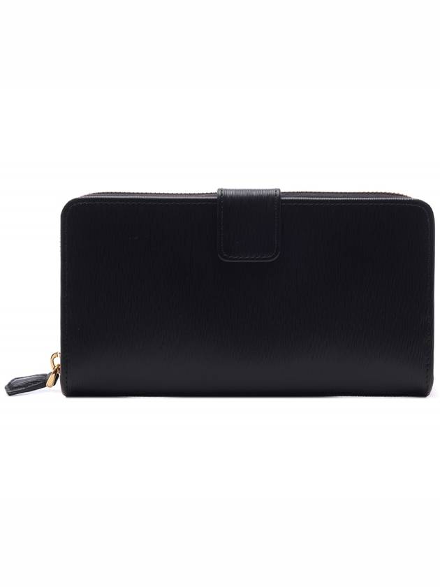 Vitello Gold Logo Zip Around Long Wallet Black - PRADA - BALAAN 5