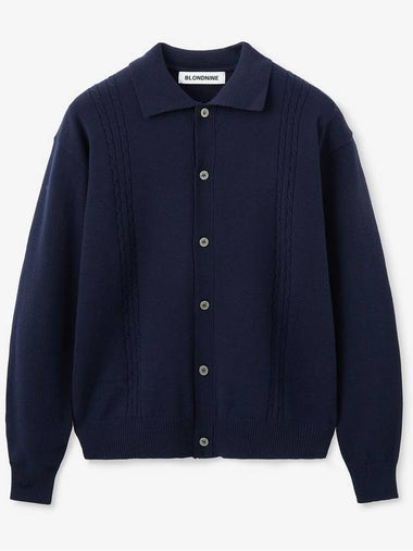 Soft cable collar cardigan_navy - BLONDNINE - BALAAN 1