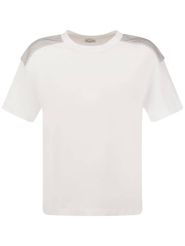 Shiny Shoulder Cotton Short Sleeve T-Shirt White - BRUNELLO CUCINELLI - BALAAN 2