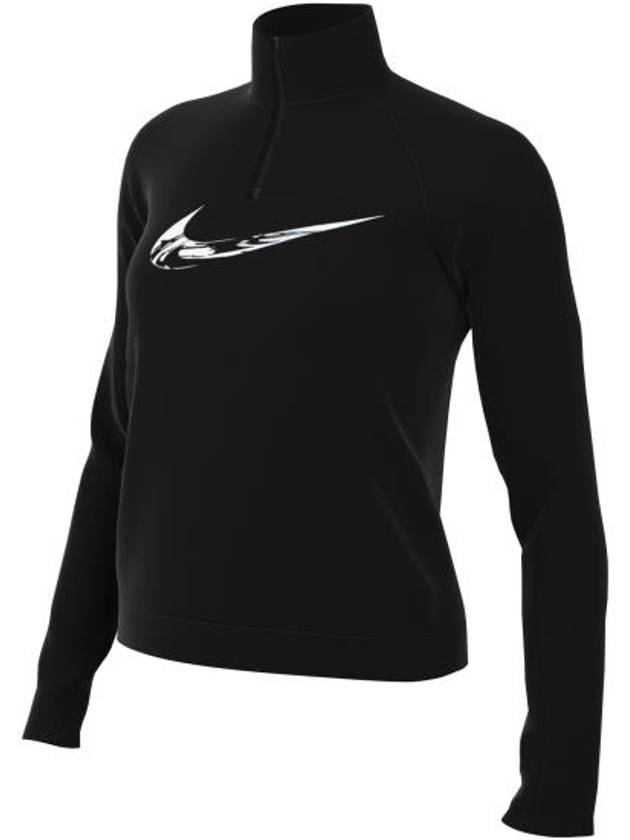 Swoosh Dri Fit HBR Half Zip Mid Layer Long Sleeve T-Shirt Black - NIKE - BALAAN 2