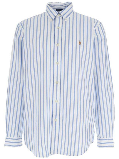 Men's Striped Custom Fit Long Sleeve Shirt Blue - POLO RALPH LAUREN - BALAAN 2