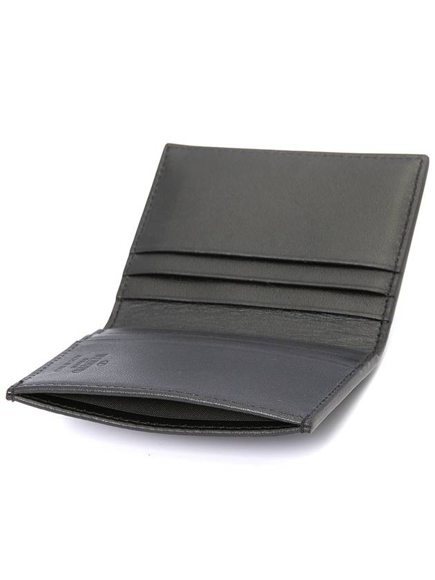 V Logo Signature Leather Card Wallet Black - VALENTINO - BALAAN 6