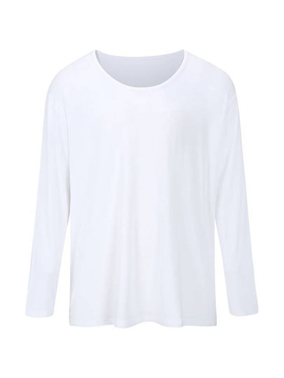 Wide U Neck Plain Long Sleeve T-Shirt White - MAVRK - BALAAN 2