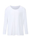 Unisex Wide U-neck Plain Long Sleeve T-Shirt White - MAVRK - BALAAN 2