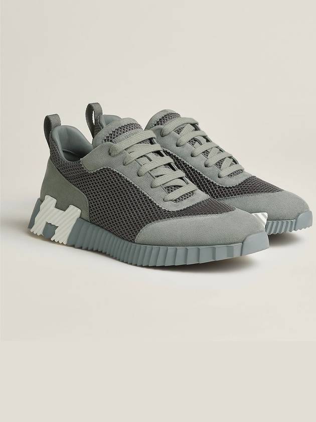 Bouncing Graphic Mesh Suede Low Top Sneakers Gris Brume - HERMES - BALAAN 4