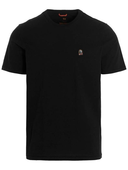 Logo Patch Crew Neck Cotton Short Sleeve T-Shirt Black - PARAJUMPERS - BALAAN 1