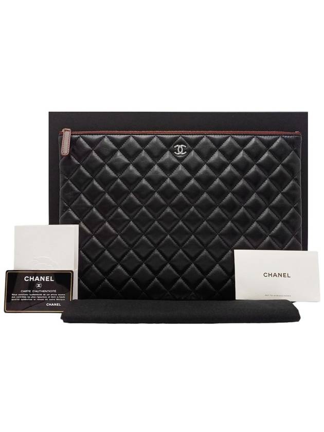 Women s A82552 Lambskin Classic COCO Silver Logo Large Clutch - CHANEL - BALAAN 9