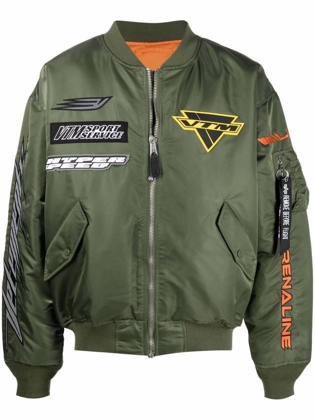 Racing Logo Patch Bomber Jacket Green - VETEMENTS - BALAAN 1