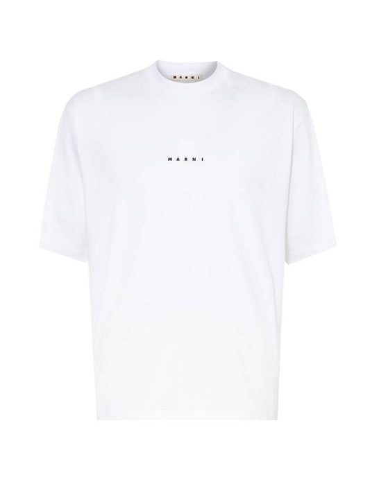 Men's Cotton Logo Print Short Sleeve T-Shirt White - MARNI - BALAAN 1