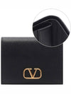 Compact V Logo Signature Calfskin Half Wallet Black - VALENTINO - BALAAN 3