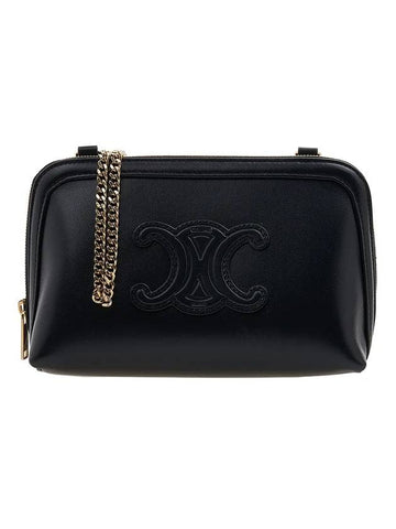 Coeur Triomphe Chain Clutch Bag Black - CELINE - BALAAN.