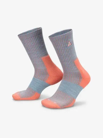 ACG Everyday Cushion Crew Socks 1 Pair Denim Turkoise Light Wild Mango Cerulean FB3341 464 - NIKE - BALAAN 1