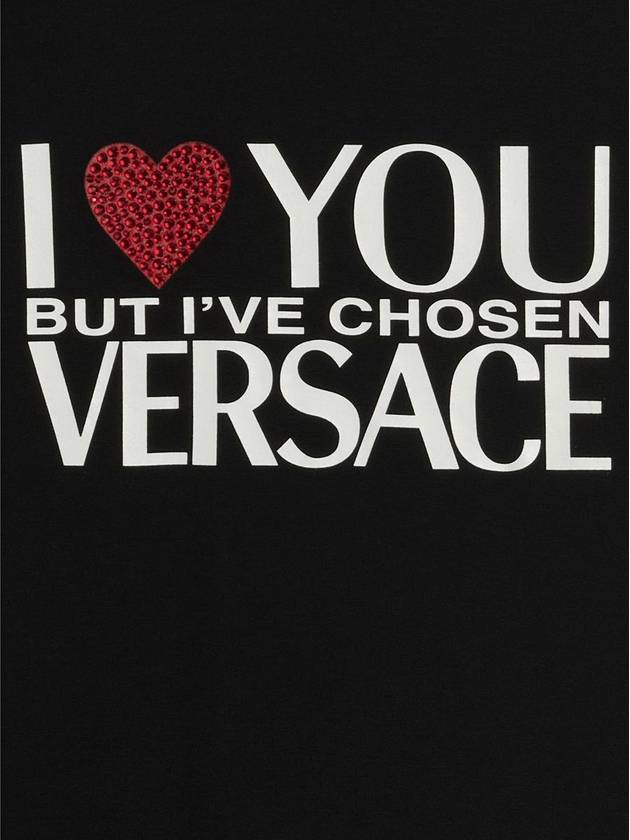 Crystal Heart Short Sleeve T-Shirt Black - VERSACE - BALAAN 5