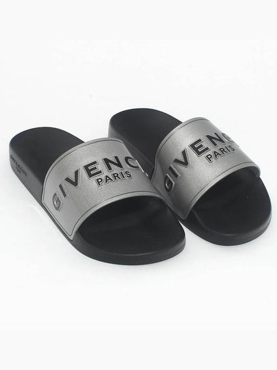 Logo Slide Slippers Silver - GIVENCHY - BALAAN 2