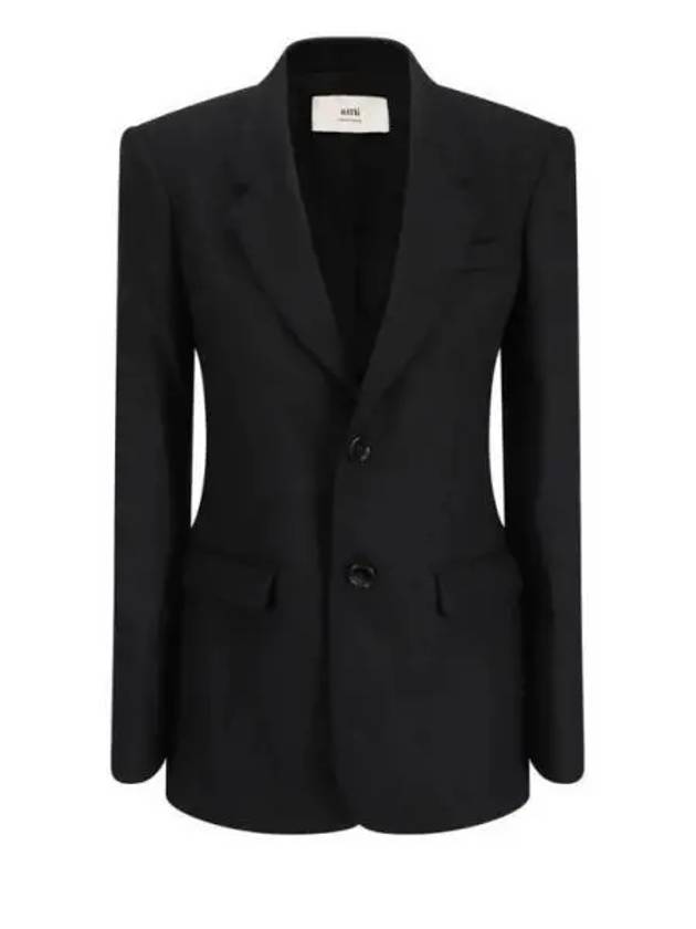 Single-Breasted Wool Blazer Jacket Black - AMI - BALAAN 2