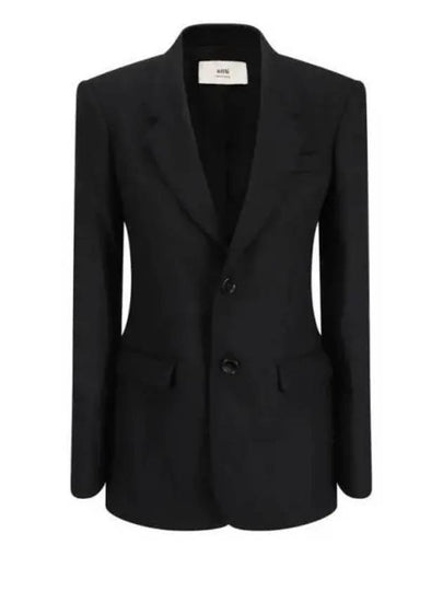 Single-Breasted Wool Blazer Jacket Black - AMI - BALAAN 2