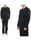 Brushed Cotton Fleece Garment Dyed Crewneck Sweatshirt Black - STONE ISLAND - BALAAN 2