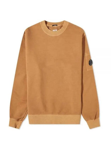 Cotton Lens Wappen Crew Neck Sweatshirt Brown - CP COMPANY - BALAAN 1