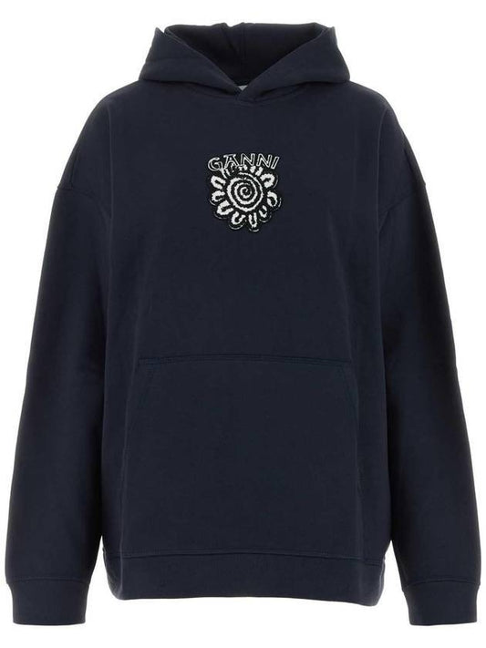 Oversized Isoli Flower Orc Cotton Hooded Sky Captain - GANNI - BALAAN 1