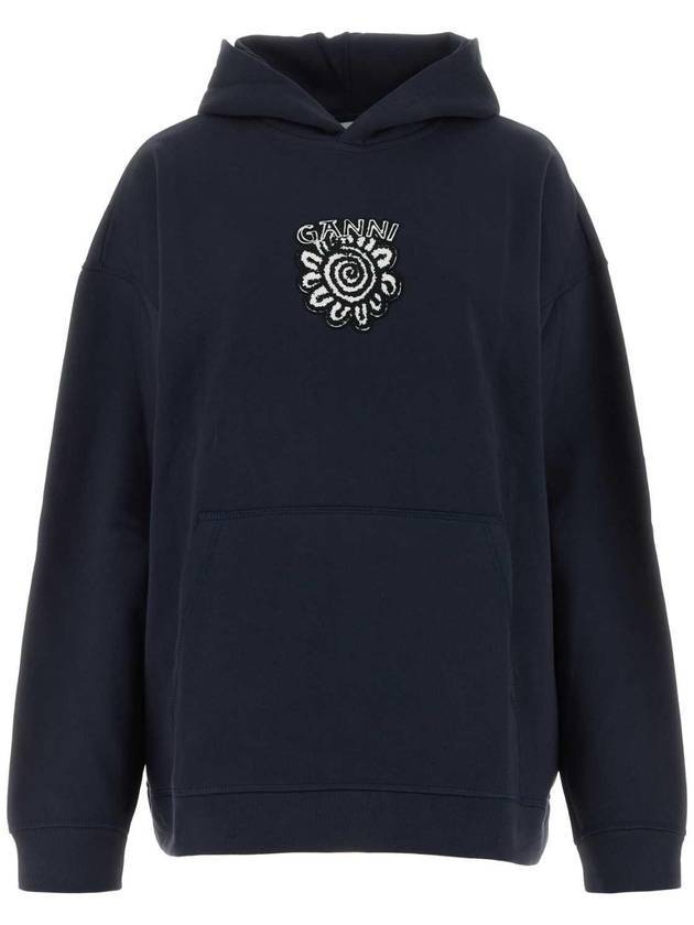 Oversized Isoli Flower Organic Cotton Hoodie Sky Captain - GANNI - BALAAN 1