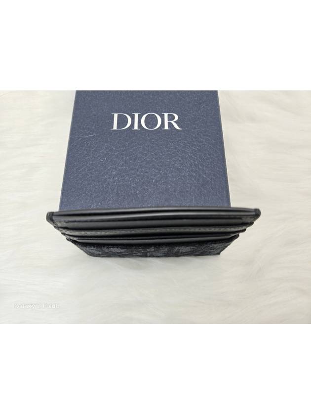 Oblique Jacquard Grain Leather Card Wallet Black - DIOR - BALAAN 6