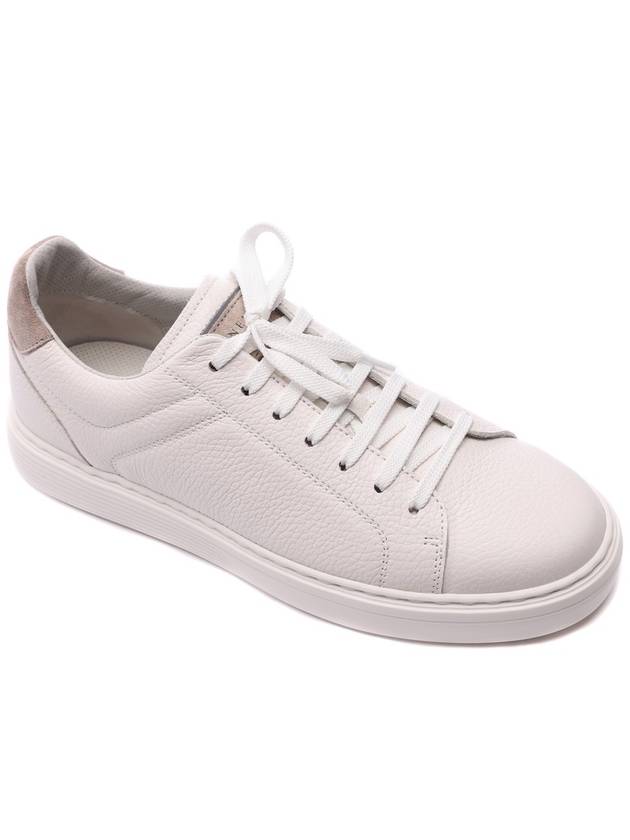 Logo Leather Low Top Sneakers White - BRUNELLO CUCINELLI - BALAAN 4