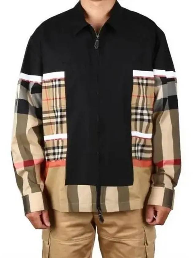 Patchwork check zipper shirt jacket 271653 - BURBERRY - BALAAN 1