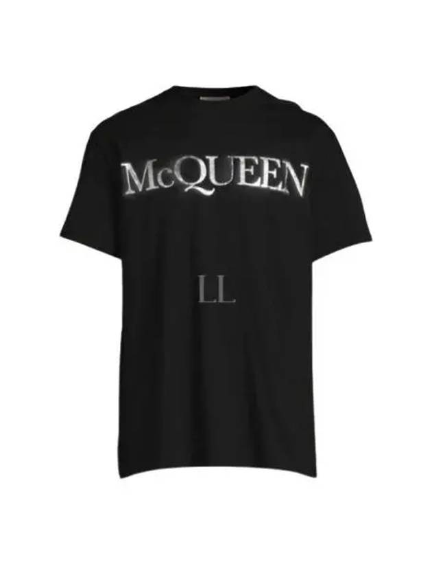 Spray Foil Print Short Sleeve T-Shirt Black - ALEXANDER MCQUEEN - BALAAN 2