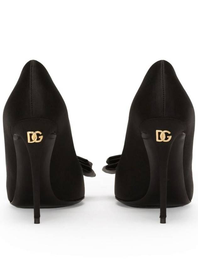 Women s Bow Detail Satin Pumps Heel Black - DOLCE&GABBANA - BALAAN 4