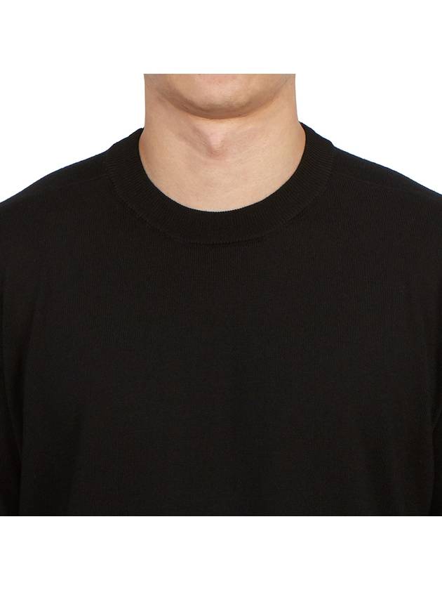 Regular Fit Crew Neck Wool Knit Top Black - STONE ISLAND - BALAAN 7