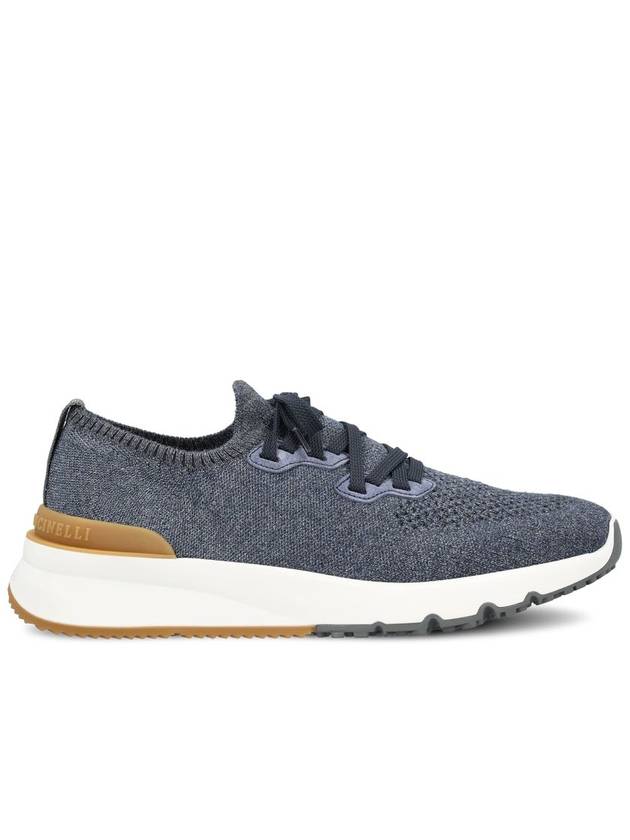 Stretch Knit Low Top Sneakers Blue - BRUNELLO CUCINELLI - BALAAN 2