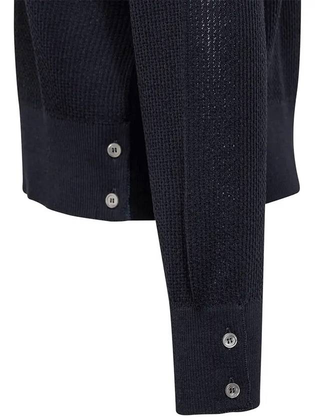 Wool Crepe 4-Bar Relaxed Fit Knit Top Navy - THOM BROWNE - BALAAN 5