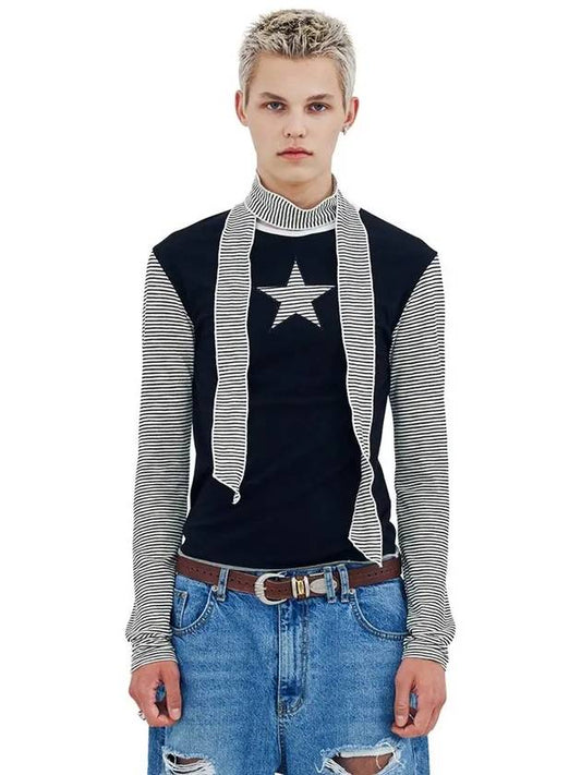 Strap Scarf Star T shirtBlack - LECYTO - BALAAN 2