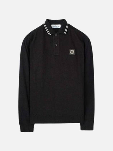 Men's Logo Patch Cotton Polo Shirt Black - STONE ISLAND - BALAAN 1