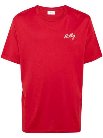 Embroidered Logo Short Sleeve T-Shirt Red - BALLY - BALAAN 2