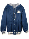 Paris Teddy Nylon Hooded Jacket Navy - CELINE - BALAAN 2