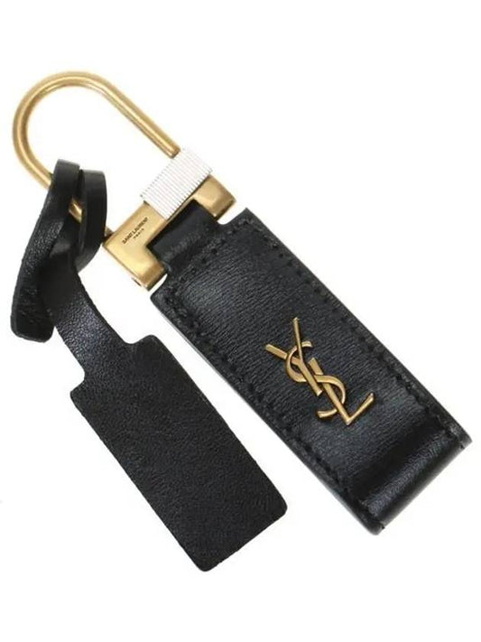 Tiny Cassandre Keyholder in Smooth Leather Black - SAINT LAURENT - BALAAN 2