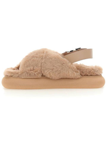 Solarisse Fur Sandals Pink - MONCLER - BALAAN 1