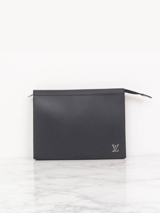 Taiga Leather Pochette Voyage Clutch Bag Black M30450 - LOUIS VUITTON - BALAAN 1