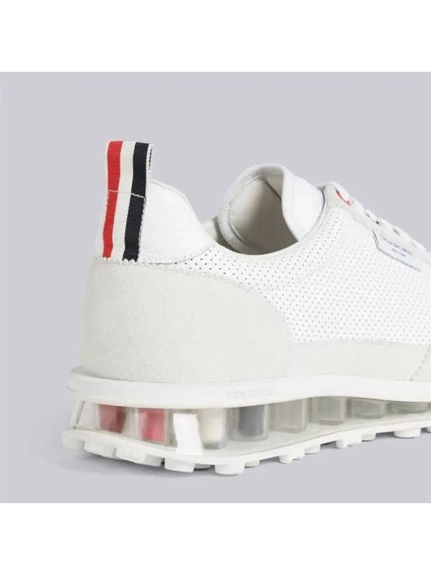 Vitello Calf Leather Clear Sole Tech Runner Sneakers White - THOM BROWNE - BALAAN 5